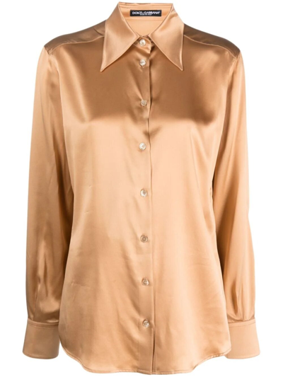 Shop Dolce & Gabbana Silk Shirt In Gold