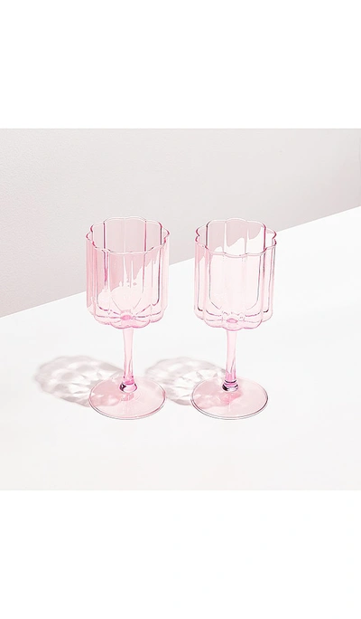 Shop Fazeek Wave Wine Glasses Set Of 2 In Pink