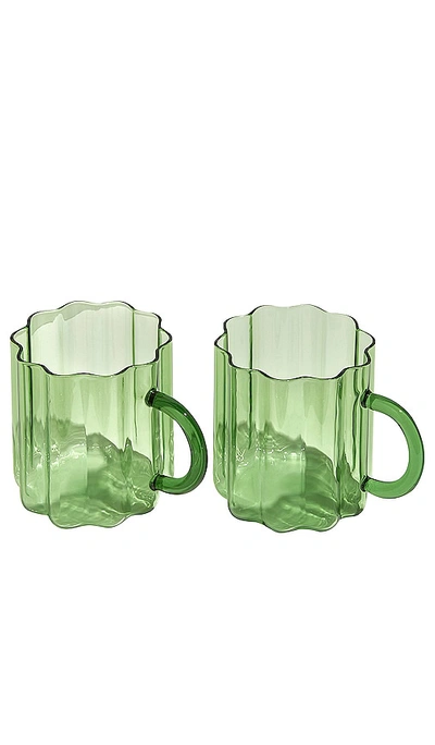 Shop Fazeek Wave Mugs Set Of 2 In Green