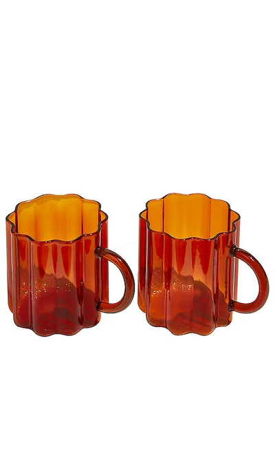 Shop Fazeek Wave Mugs Set Of 2 In Burnt Orange
