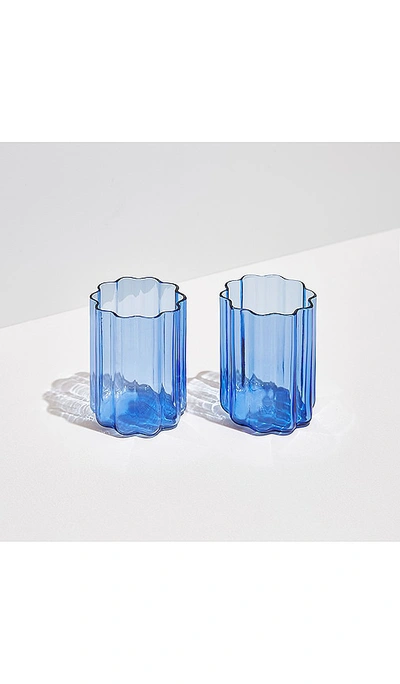 Fazeek Set Of 2 Wave Glasses In Blue