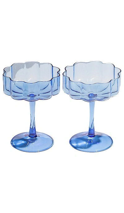 Shop Fazeek Wave Coupe Glasses Set Of 2 In Blue