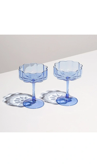 Shop Fazeek Wave Coupe Glasses Set Of 2 In Blue