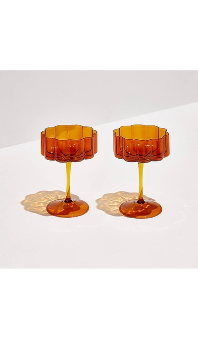 Fazeek Two Wave Coupe Glasses In Burnt Orange