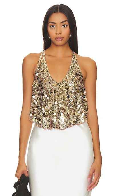 Shop Free People All That Glitters Tank In Metallic Gold