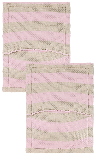 Shop Dusen Dusen Stripe Standard Shams In Pink & Beige