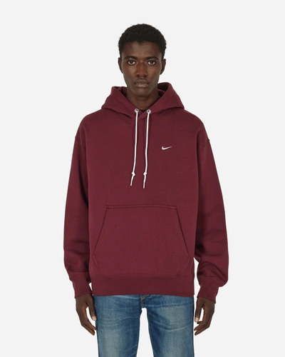 Shop Nike Solo Swoosh Hooded Sweatshirt Night Maroon In Multicolor