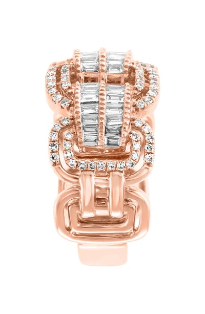 Effy 14k Rose Gold Baguette Cut Diamond Scalloped Band Ring In Rose Gold