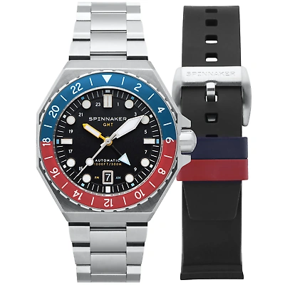 Pre-owned Spinnaker Dumas Gmt Automatic Cobalt Crimson