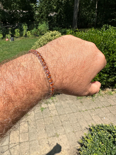 Pre-owned Silver Real Iced Orange Moissanite 5mm Tennis Bracelet 925  Pass Diamond Test