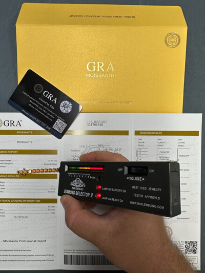 Pre-owned Silver Real Iced Orange Moissanite 5mm Tennis Bracelet 925  Pass Diamond Test