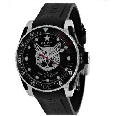 Pre-owned Gucci Ya136320 Men's Dive Black Quartz Watch