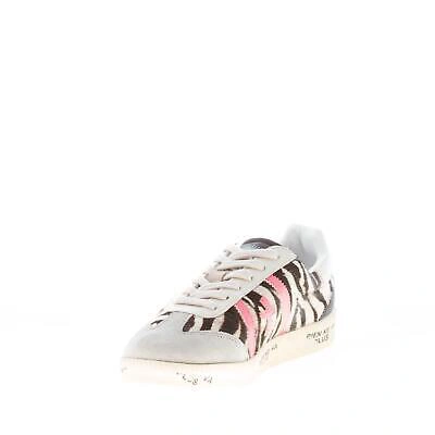 Pre-owned Premiata Women Shoes Animalier Print Hair-calf Bonnied 5940 Sneaker With Glitter In Grey