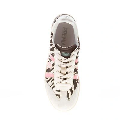 Pre-owned Premiata Women Shoes Animalier Print Hair-calf Bonnied 5940 Sneaker With Glitter In Grey