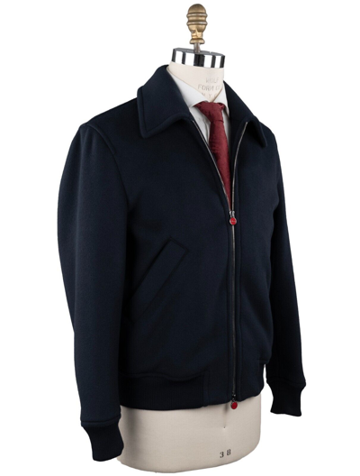 Pre-owned Kiton Coat Virgin Wool And Cashmere Size 38 Us 48 Eu Kcx44 In Blue