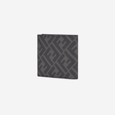 Shop Pre-owned Fendi Ff Motif Fabric Bi-fold Wallet Grey Yellow - 7m0169a9xsf0r2a