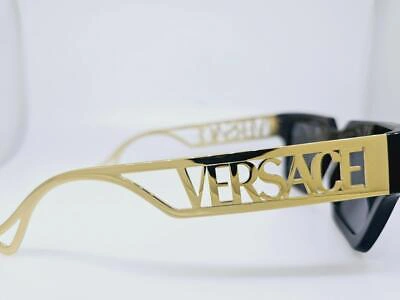 Shop Pre-owned Versace Verasce Sunglasses 4431 Gb1/87 50mm Black Frame With Dark Grey Lenses In Gray