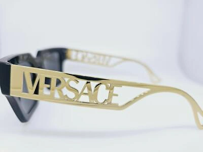 Shop Pre-owned Versace Verasce Sunglasses 4431 Gb1/87 50mm Black Frame With Dark Grey Lenses In Gray