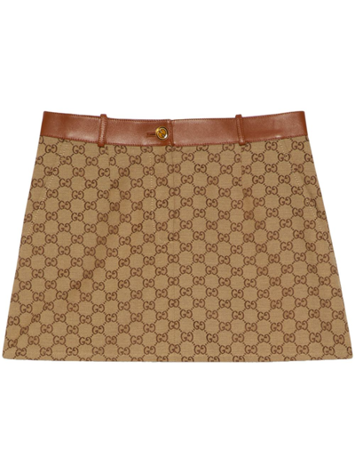 Shop Gucci Gg Canvas Skirt In Braun