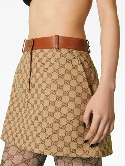 Shop Gucci Gg Canvas Skirt In Braun
