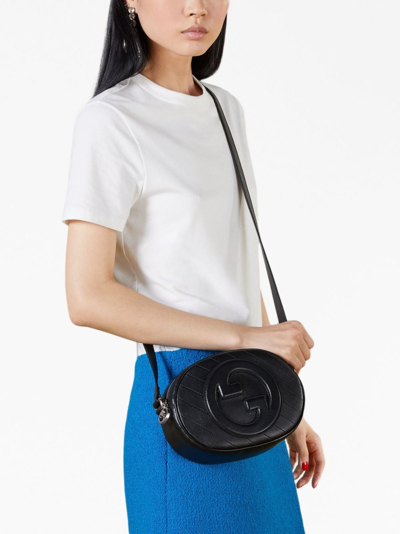 Shop Gucci Mini Blondie Crossbody Bag In Black