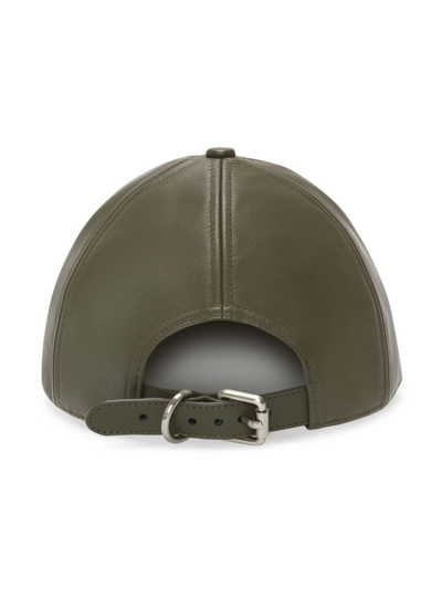 Shop Jw Anderson Logo-embroidered Leather Cap In Green