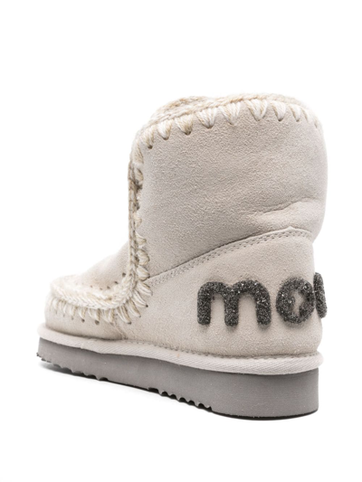 Shop Mou Whipstitch-detail Sheepskin Boots In Nude