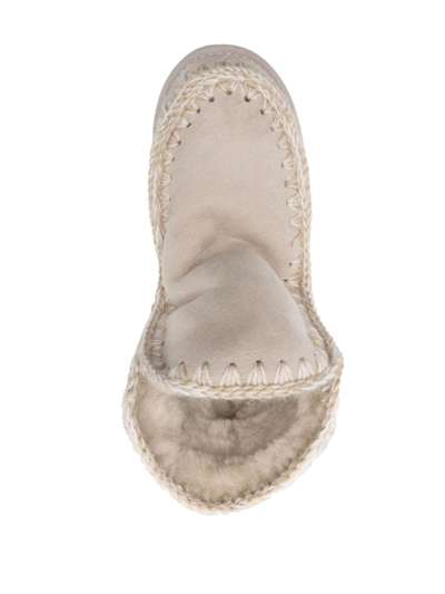 Shop Mou Whipstitch-detail Sheepskin Boots In Nude
