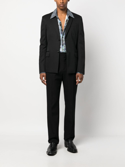 Shop Off-white Single-breasted Wool Blazer In Schwarz