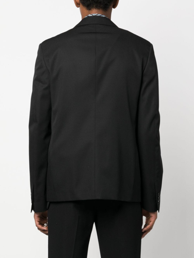 Shop Off-white Single-breasted Wool Blazer In Schwarz