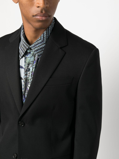 Shop Off-white Single-breasted Wool Blazer In Schwarz