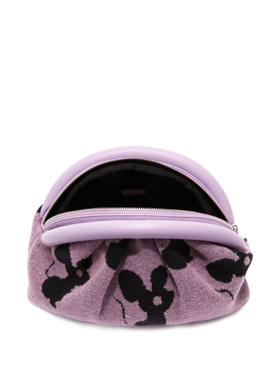 Shop Jw Anderson Bumper Patterned-intarsia Knit Clutch Bag In Violett
