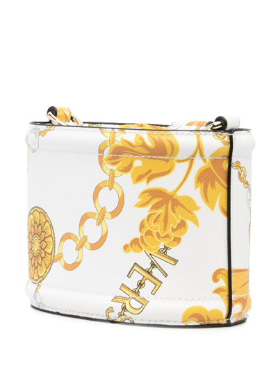 Shop Versace Jeans Couture Chain Couture-print Bucket Bag In Weiss