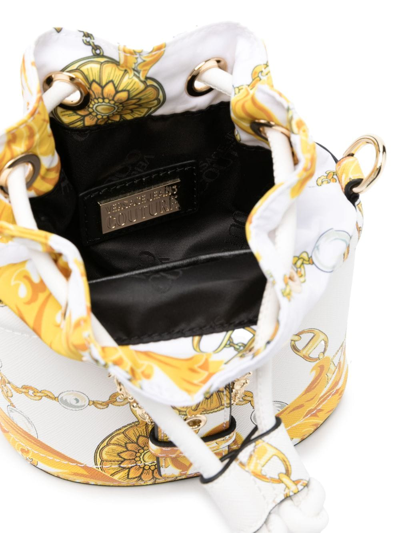 Shop Versace Jeans Couture Chain Couture-print Bucket Bag In Weiss