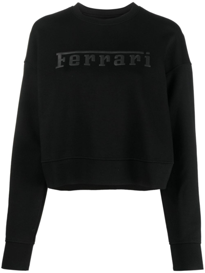 Shop Ferrari Logo-print Jersey Sweatshirt In Black