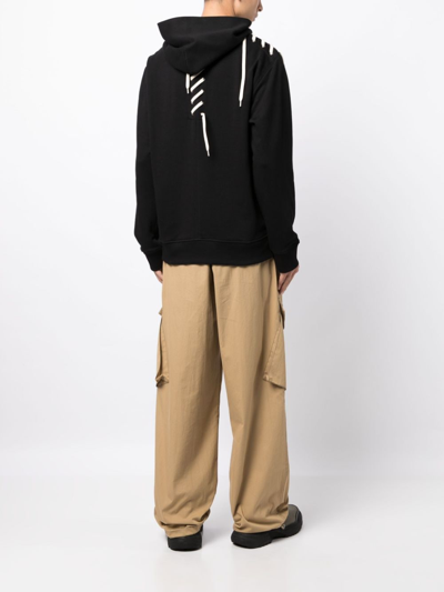 Craig Green Cotton Lace-embellished Hoodie With Attached Hood In Schwarz