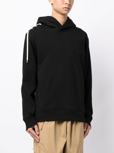 Craig Green Cotton Lace-embellished Hoodie With Attached Hood In Schwarz