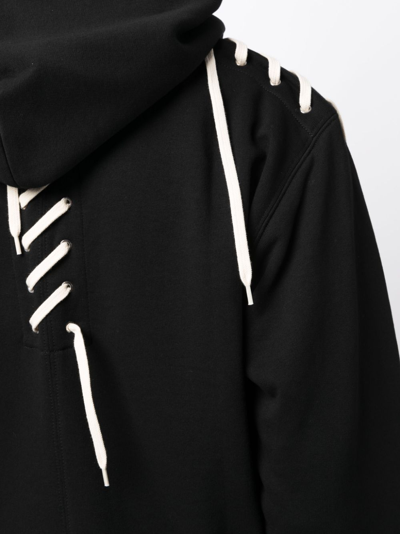 Craig Green Cotton Lace-embellished Hoodie With Attached Hood In Schwarz