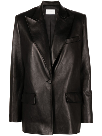Shop Magda Butrym Single-breasted Leather Blazer In Black