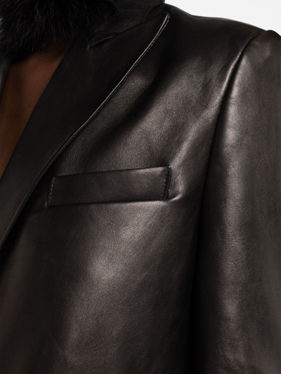 单排扣皮质西装夹克