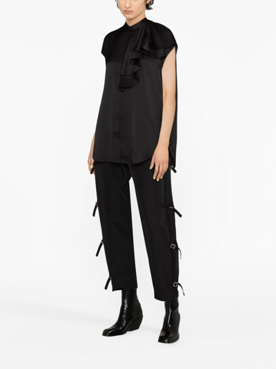 Shop Alexander Mcqueen Ruffle-trim Silk Shirt In Black