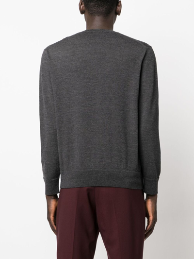 Shop Etro Logo-embroidered Wool Jumper In Grey