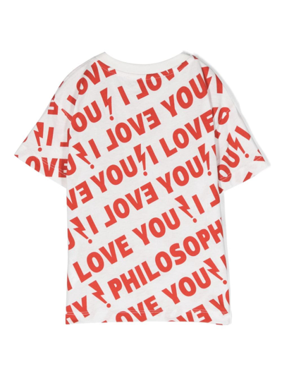 Shop Philosophy Di Lorenzo Serafini Text-print Cotton T-shirt In Weiss