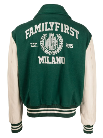 Shop Family First Logo-embroidered Two-tone Bomber Jacket In Grün