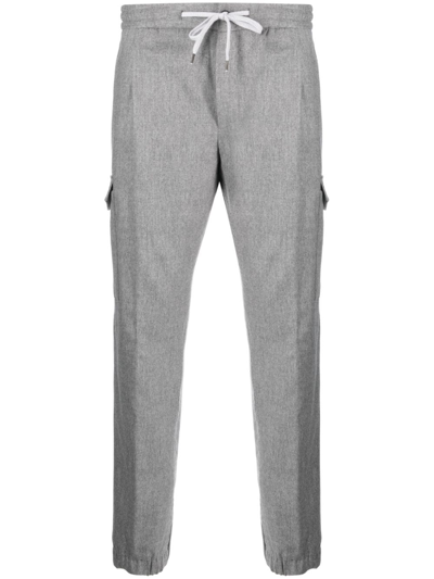 Shop Pt Torino Cargo-pocket Mélange Tapered Trousers In Grau