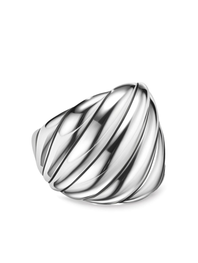 Shop David Yurman Sterling Silver Sculpted Cable Ring In Silber