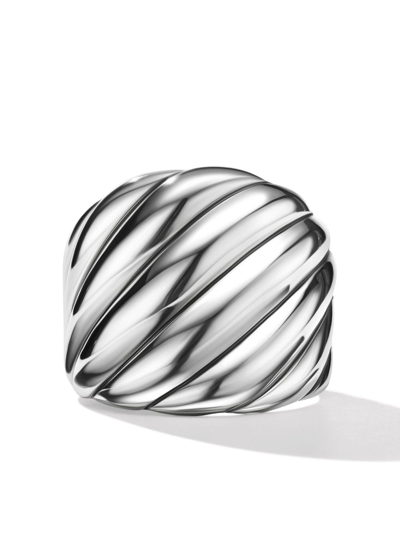 Shop David Yurman Sterling Silver Sculpted Cable Ring In Silber