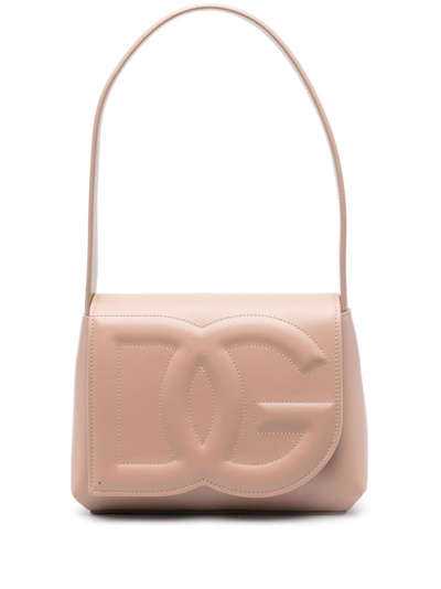 Shop Dolce & Gabbana Dg Logo Leather Shoulder Bag In Rosa
