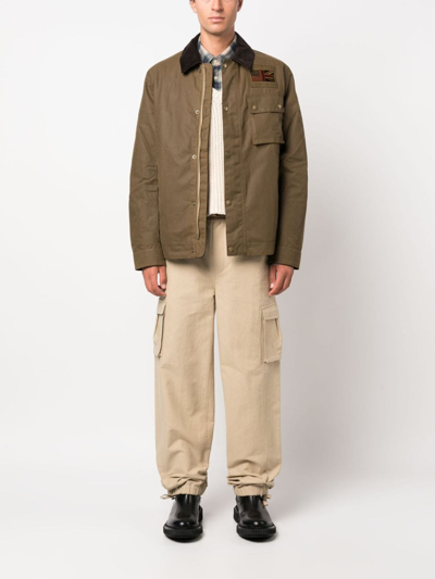 Barbour Logo-patch Cotton Shirt Jacket In Brown