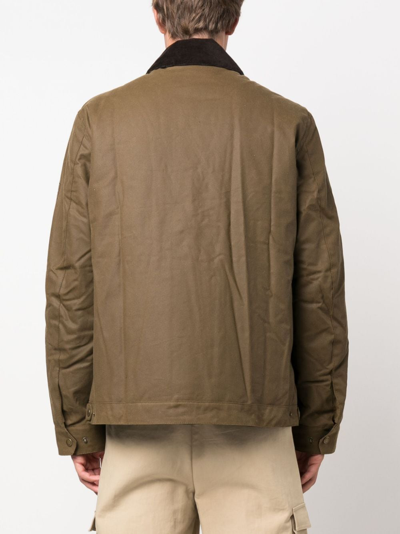 Barbour Logo-patch Cotton Shirt Jacket In Brown